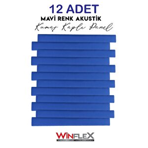 12 Adet Di̇key Akusti̇k Kumaş Kapli Panel-(10x100cm) Mavi