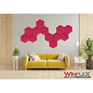 Dekorati̇f Altigen Akusti̇k Kumaş Kapli Panel 12 Adet - (17x20cm)