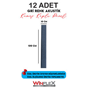 12 Adet Di̇key Akusti̇k Kumaş Kapli Panel-(10x100cm) Antrasit