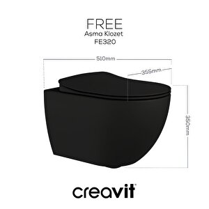 Free Mat Siyah Kanallı Asma Klozet Fe320, Creavit Duck Duroplast Yavaş Kapak