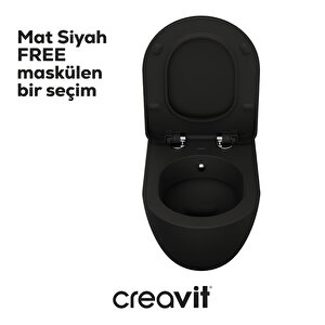 Free Mat Siyah Kanallı Asma Klozet Fe320, Creavit Duck Duroplast Yavaş Kapak