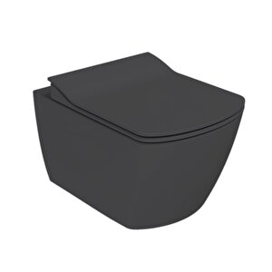 Elegant Mat Antrasit Kanalsız Asma Klozet Eg321, Creavit Elegant Duroplast Yavaş Kapak