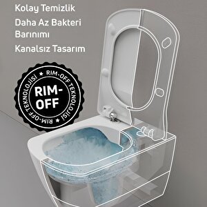 Creavit Elegant Mat Antrasit Kanalsız Asma Klozet Eg321, Creavit Elegant Duroplast Yavaş Kapak