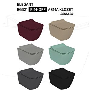 Creavit Elegant Mat Antrasit Kanalsız Asma Klozet Eg321, Creavit Elegant Duroplast Yavaş Kapak