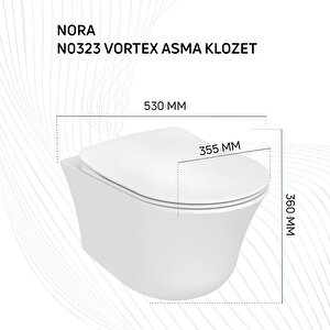 Nora Vortex Beyaz Asma Klozet No323, Creavit Nora Duck Duroplast Yavaş Kapak