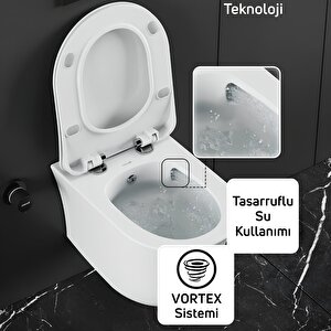 Nora Vortex Beyaz Asma Klozet No323, Creavit Nora Duck Duroplast Yavaş Kapak