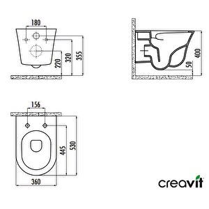 Creavit Nora Vortex Beyaz Asma Klozet No323, Creavit Nora Duck Duroplast Yavaş Kapak