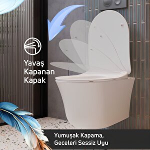 Creavit Nora Vortex Beyaz Asma Klozet No323, Creavit Nora Duck Duroplast Yavaş Kapak