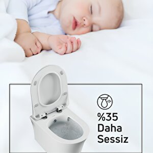 Creavit Nora Vortex Beyaz Asma Klozet No323, Creavit Nora Duck Duroplast Yavaş Kapak