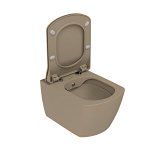 Elegant Mat Cappucino Kanalsız Asma Klozet Eg321, Creavit Elegant Duroplast Yavaş Kapak
