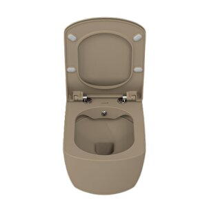 Elegant Mat Cappucino Kanalsız Asma Klozet Eg321, Creavit Elegant Duroplast Yavaş Kapak