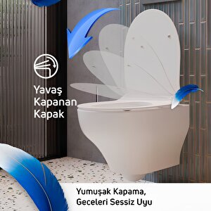 Creavit Ness Vortex Beyaz Asma Klozet Ns323, Creavit Ness Duroplast Yavaş Kapak Kc3403.01