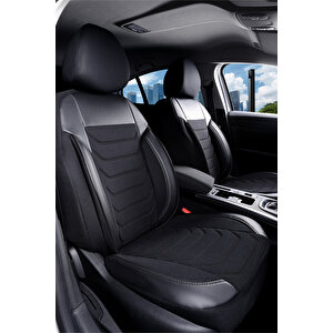 Fiat Fiorino 2+1 Parçalı Lüx Deri Detaylı Oto Koltuk Kılıfı Ön Arka Takım Carbon Si̇yah Siyah