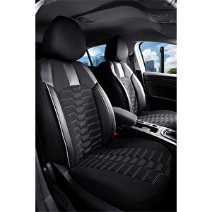 Ford Focus Collection Lüx Deri Detaylı Oto Koltuk Kılıfı Ön Arka Takım Platinum Si̇yah Beyaz Siyah-Beyaz