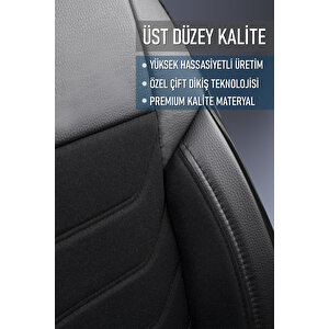 Peugeot Partner 2+1 Parçalı Lüx Deri Detaylı Oto Koltuk Kılıfı Ön Arka Takım Carbon Si̇yah