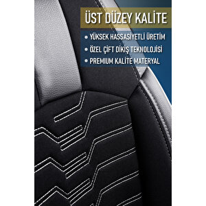 Rover 75 Lüx Deri Detaylı Oto Koltuk Kılıfı Ön Arka Takım Platinum Si̇yah Beyaz