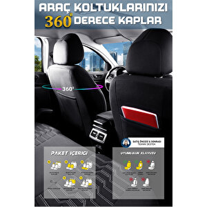 Kia Sephia Lüx Deri Detaylı Oto Koltuk Kılıfı Ön Arka Takım Platinum Si̇yah Beyaz