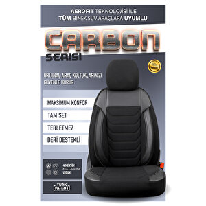 Mercedes-benz Vaneo 2+1 Parçalı Lüx Deri Detaylı Oto Koltuk Kılıfı Ön Arka Takım Carbon Si̇yah Siyah