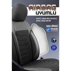 Renault Kangoo 2+1 Parçalı Lüx Deri Detaylı Oto Koltuk Kılıfı Ön Arka Takım Carbon Si̇yah