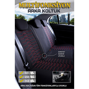 Bmw 3 Serisi 320si Lüx Deri Detaylı Oto Koltuk Kılıfı Ön Arka Takım Platinum Si̇yah Kirmizi Siyah - Kırmızı