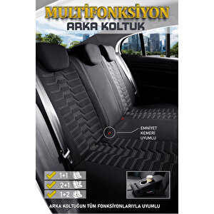 Volvo S60 2008-2010 Lüx Deri Detaylı Oto Koltuk Kılıfı Ön Arka Takım Platinum Si̇yah Beyaz Siyah-Beyaz