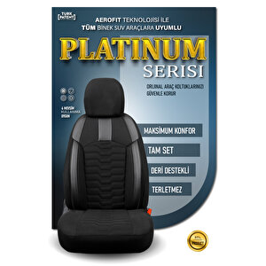 Seat İbiza Station Wagon Lüx Deri Detaylı Oto Koltuk Kılıfı Ön Arka Takım Platinum Si̇yah Siyah