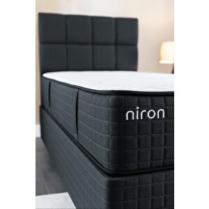Nova Yatak 100x200 Tek Kişilik - 25 Cm Paket Yaylı Ortopedik, Orta Sert, Antrasit, Pamuklu Kumaş