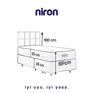 Nova Yatak 100x200 Tek Kişilik - 25 Cm Paket Yaylı Ortopedik, Orta Sert, Antrasit, Pamuklu Kumaş