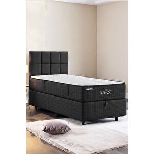Nova Yatak 200x200 Çift Kişilik - 25 Cm Paket Yaylı Ortopedik, Orta Sert, Antrasit, Pamuklu Kumaş