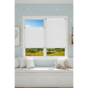 Kancalı Sistem Plisel Perde Beyaz - Cam Balkon & Pimapen - Antibakteriyel Ve Toz Tutmaz Kumaş 50x160 cm