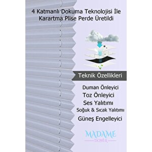 Karartma Blackout Gri Plise Perde, Katlanır Cam Balkon Pvc Pencere Perdesi 90x80 cm