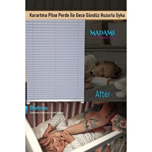 Karartma Blackout Gri Plise Perde, Katlanır Cam Balkon Pvc Pencere Perdesi 90x80 cm