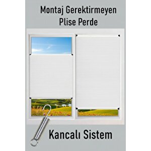 Kancalı Sistem Plisel Perde Beyaz - Cam Balkon & Pimapen - Antibakteriyel Ve Toz Tutmaz Kumaş 50x170 cm