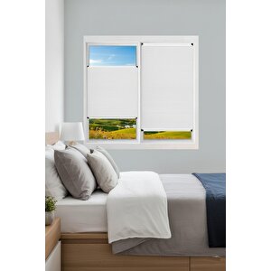 Kancalı Sistem Plisel Perde Beyaz - Cam Balkon & Pimapen - Antibakteriyel Ve Toz Tutmaz Kumaş 50x170 cm