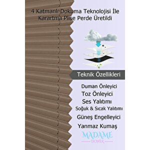 Karartma Blackout Kahverengi Plise Perde, Katlanır Cam Balkon Pvc Pencere Perdesi 60x110 cm