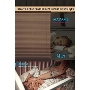 Karartma Blackout Kahverengi Plise Perde, Katlanır Cam Balkon Pvc Pencere Perdesi 60x110 cm