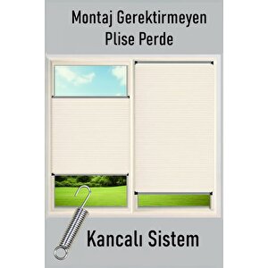Kancalı Sistem Plisel Perde Krem - Cam Balkon & Pimapen - Antibakteriyel Ve Toz Tutmaz Kumaş 40x200 cm