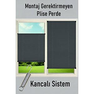 Kancalı Sistem Plisel Perde Antrasit - Cam Balkon & Pimapen - Antibakteriyel Ve Toz Tutmaz Kumaş 90x120 cm