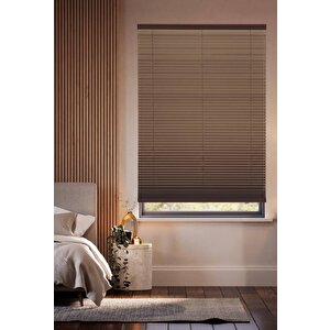 Karartma Blackout Kahverengi Plise Perde, Katlanır Cam Balkon Pvc Pencere Perdesi 80x140 cm