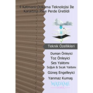 Karartma Blackout Kahverengi Plise Perde, Katlanır Cam Balkon Pvc Pencere Perdesi 80x140 cm