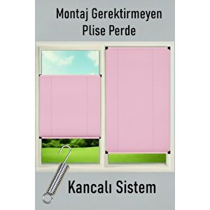 Kancalı Sistem Plisel Perde Pembe - Cam Balkon & Pimapen - Antibakteriyel Ve Toz Tutmaz Kumaş 90x80 cm