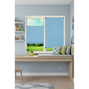 Kancalı Sistem Plisel Perde Mavi - Cam Balkon & Pimapen - Antibakteriyel Ve Toz Tutmaz Kumaş 90x100 cm