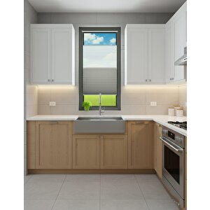 Gece & Gündüz Sistem Gri / Krem Plisel Perde - Cam Balkon - Pimapen - Pvc Doğrama 80x140 cm