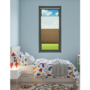 Gece & Gündüz Sistem Kahverengi / Krem Plisel Perde - Cam Balkon - Pimapen - Pvc Doğrama 70x170 cm