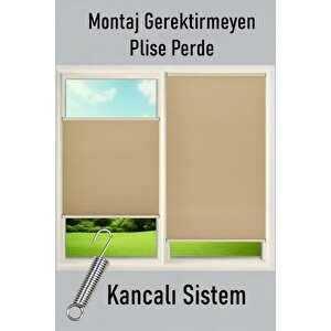 Kancalı Sistem Plisel Perde Bej - Cam Balkon & Pimapen - Antibakteriyel Ve Toz Tutmaz Kumaş 90x80 cm