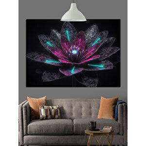 Parlak Lotus Çiçek Dekoratif Kanvas - Mdf Ahşap Tablo