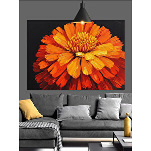 Turuncu Çiçek Yağlıboya Dekoratif Kanvas - Mdf Ahşap Tablo