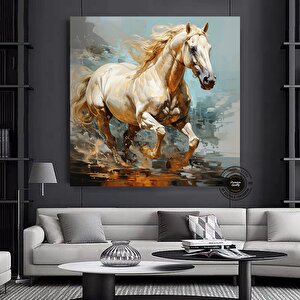Renkli At Kanvas Tablosu – Şahlanan At Baskısı – Modern Duvar Dekoru 60x60 cm