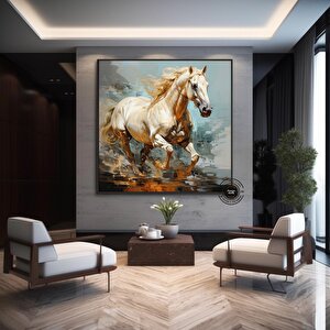 Renkli At Kanvas Tablosu – Şahlanan At Baskısı – Modern Duvar Dekoru 60x60 cm