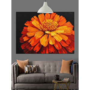 Turuncu Çiçek Yağlıboya Dekoratif Kanvas - Mdf Ahşap Tablo 70x100 cm